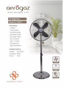 Aerogaz 16 Inch Stand Fan . Retro Design : AZ-1683FS