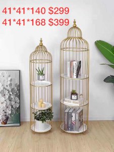 Gold birdcage stand decor 