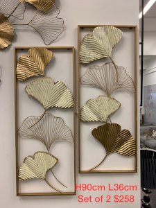 Gingko leaf wall art set of 2 