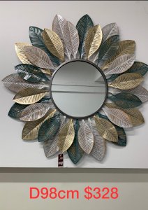 Rustic leaves wall mirror decor