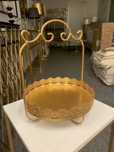 Victorian gold tray with handle 