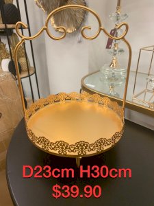 Victorian gold tray with handle 