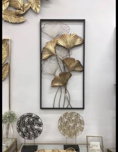 Gingko leaf with frame wall art 