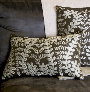 BROWN APPLIQUE CUSHIONS