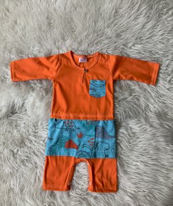 Baju Melayu rompers with attached sampin for babies & up to 18 months old 