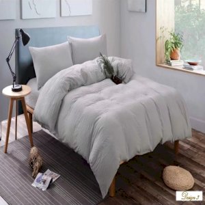 QUEEN BED LIGHT GREY Fitted BedSheet + 2 Pillowcases Set plus optional Bolster Case Cover