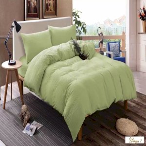 QUEEN BED LIGHT GREEN Fitted BedSheet + 2 Pillowcases Set plus Optional Bolster Case Cover