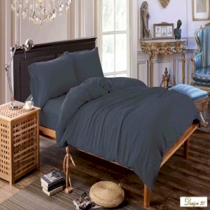 SUPER SINGLE GreyBLUE Fitted BedSheet + Pillowcase Set plus Optional Bolster Case Cover