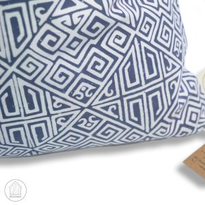 BANJI Handstamped Batik Cushion Cover in Washed Blue