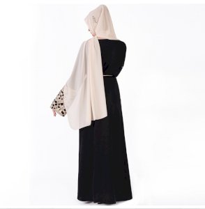 Nidda Plus Size Wedding Occasion Muslimah Gold Lace And Pearl Kimono Open Jacket