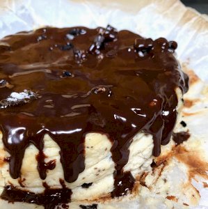 Classic Burnt Cheesecake topped with Hershey Meltz