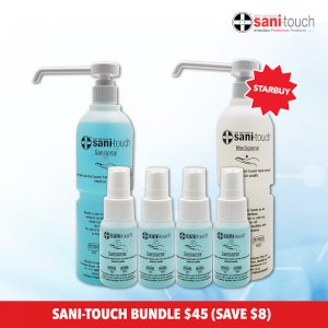 Sani-touch Sanispray Hand and Surface Sanitizer & Medigiene Gel Hand Sanitizer Set