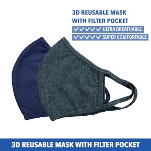 4 pieces x 3D Reusable Adult Face Mask with pockets for filter