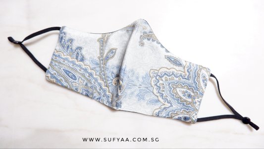 Cotton Reusable Face Mask (Blue Paisley)